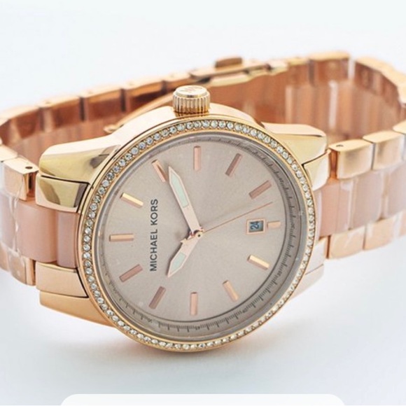 MICHAEL KORS RITZ QUARTZ ROSE GOLD DIAL STEEL LADIES WATCH - Picture 2 of 5